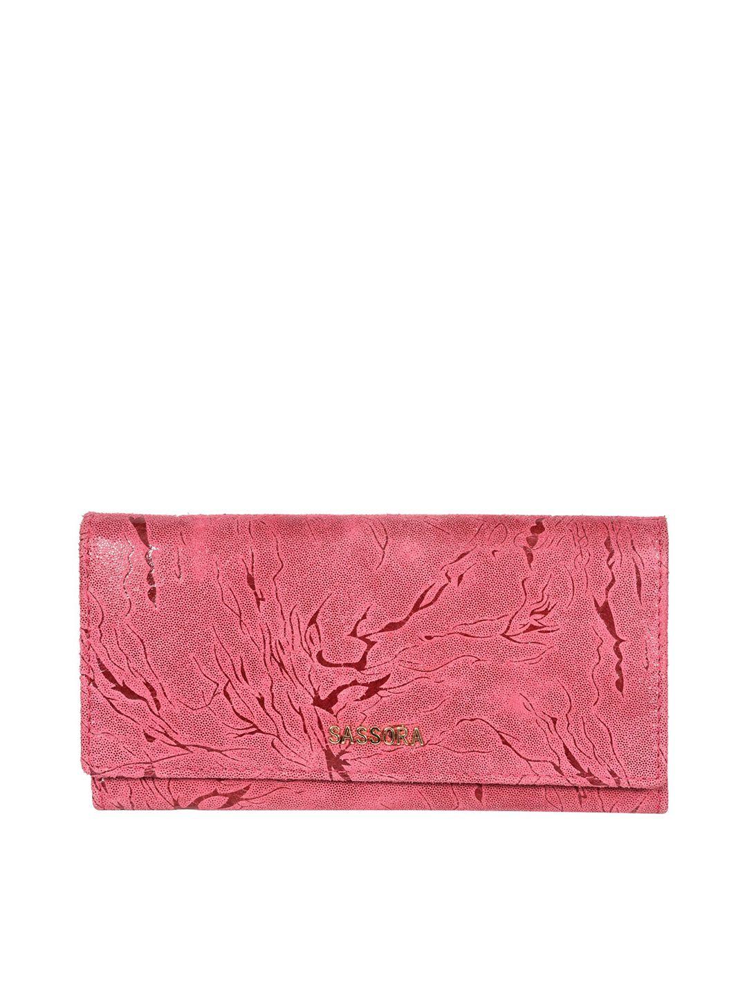 sassora women pink abstract printed leather envelope
