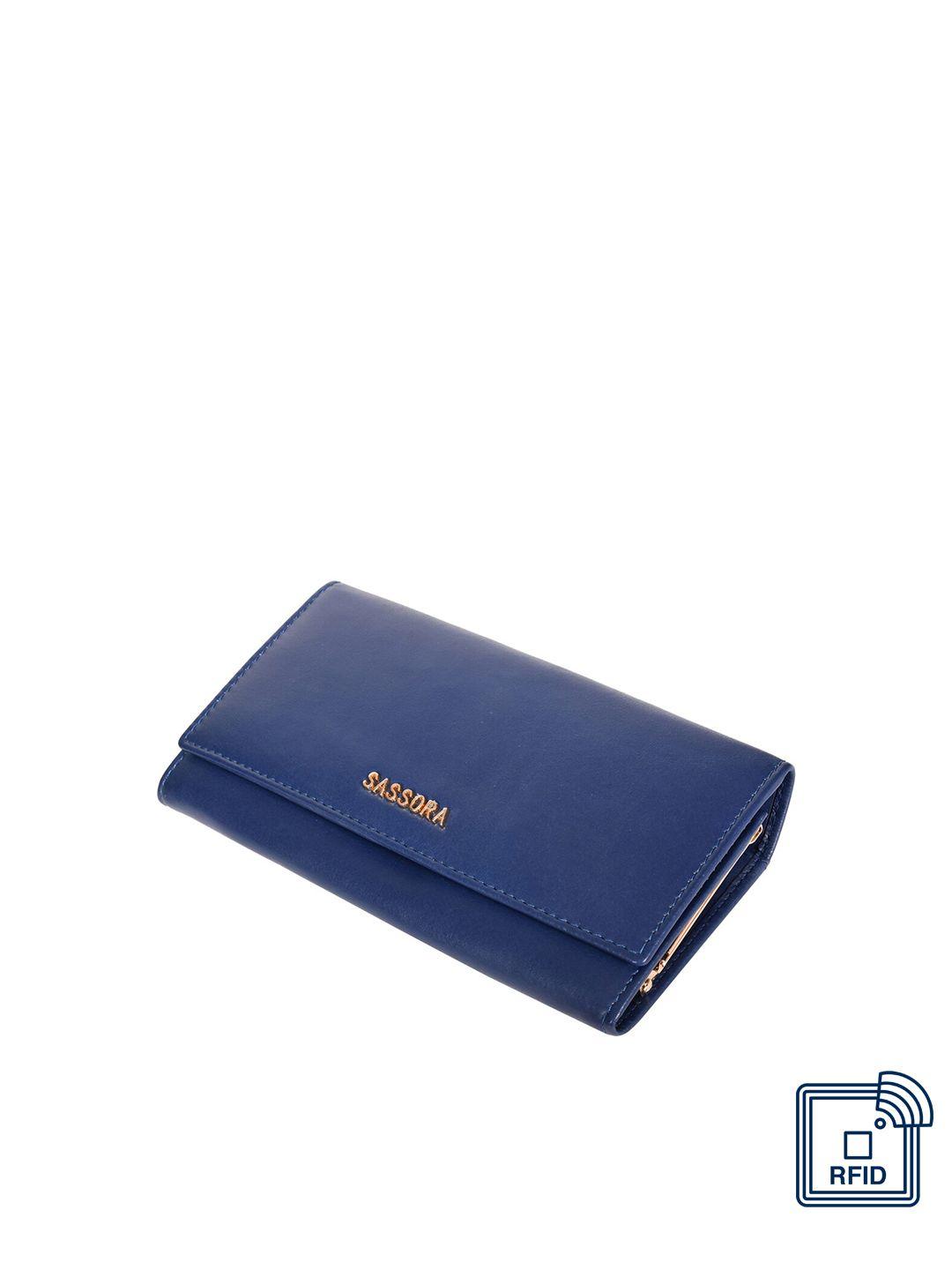 sassora women solid leather rfid two fold wallet