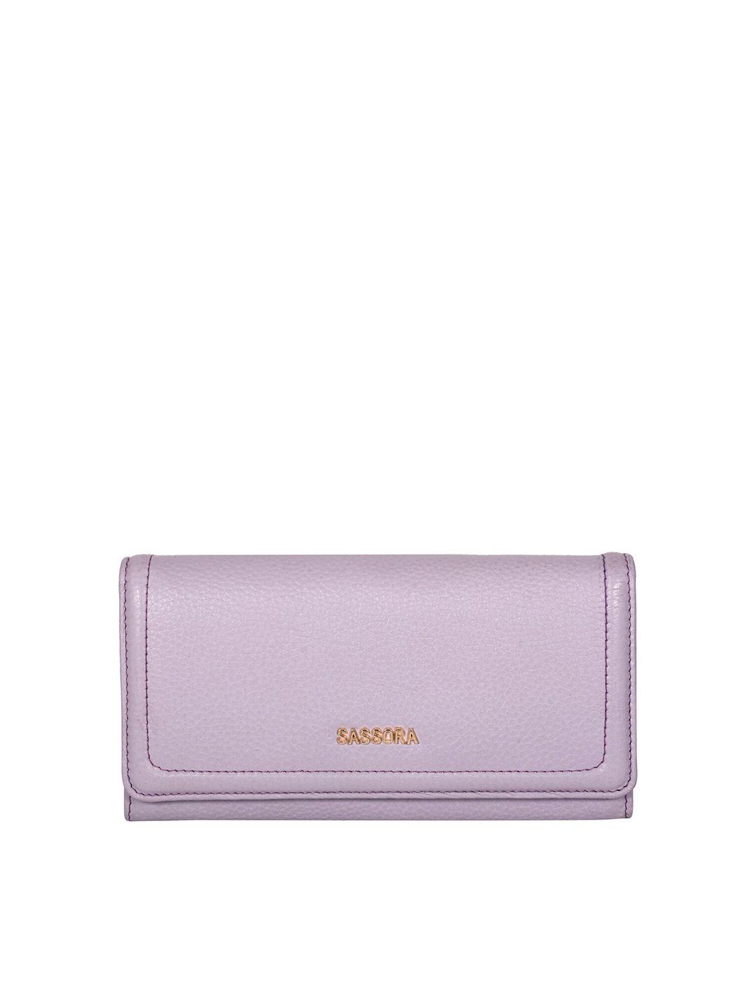 sassora women violet textured leather two fold wallet