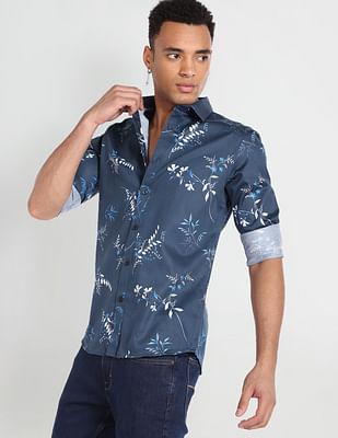 sateen slim floral shirt
