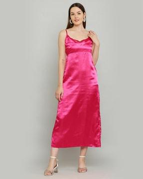 satin a-line dress with adjustable straps