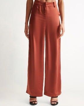 satin ankle-length trousers