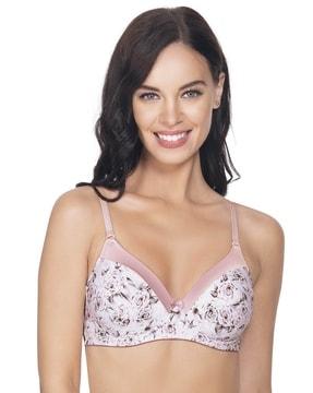 satin edge floral lightly padded bra