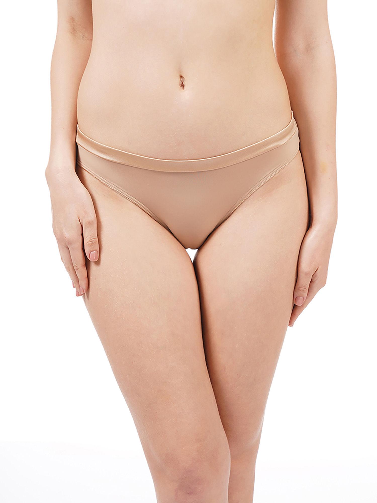 satin edge low-rise bikini panty - nude