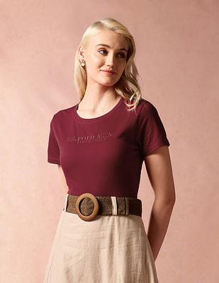 satin embroidered regular t-shirt