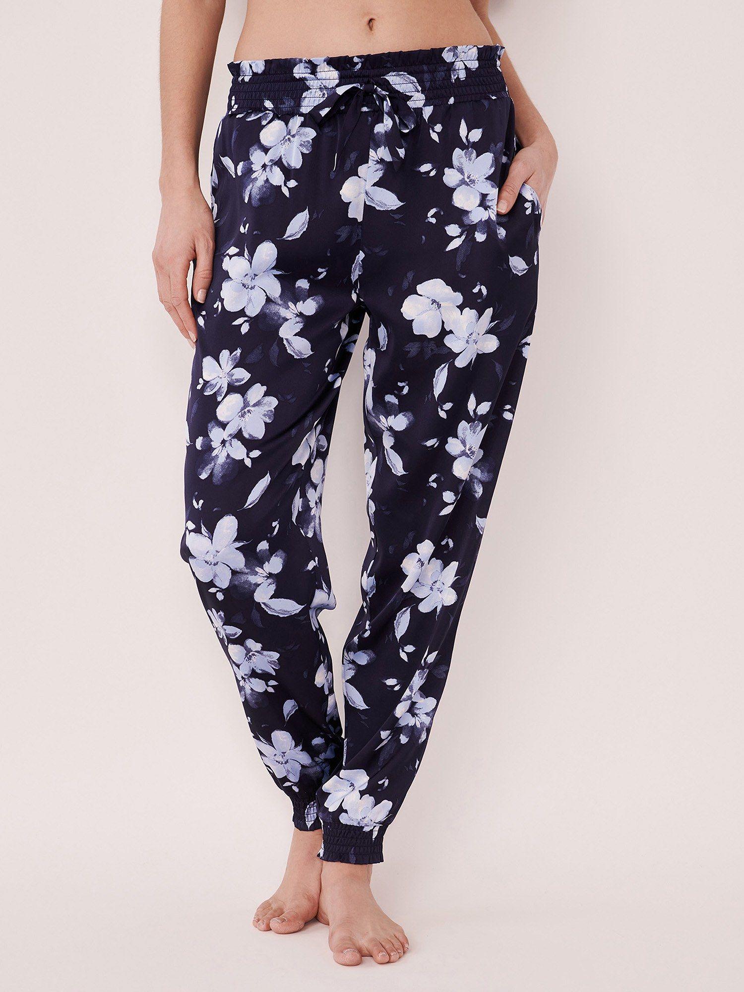 satin floral pants