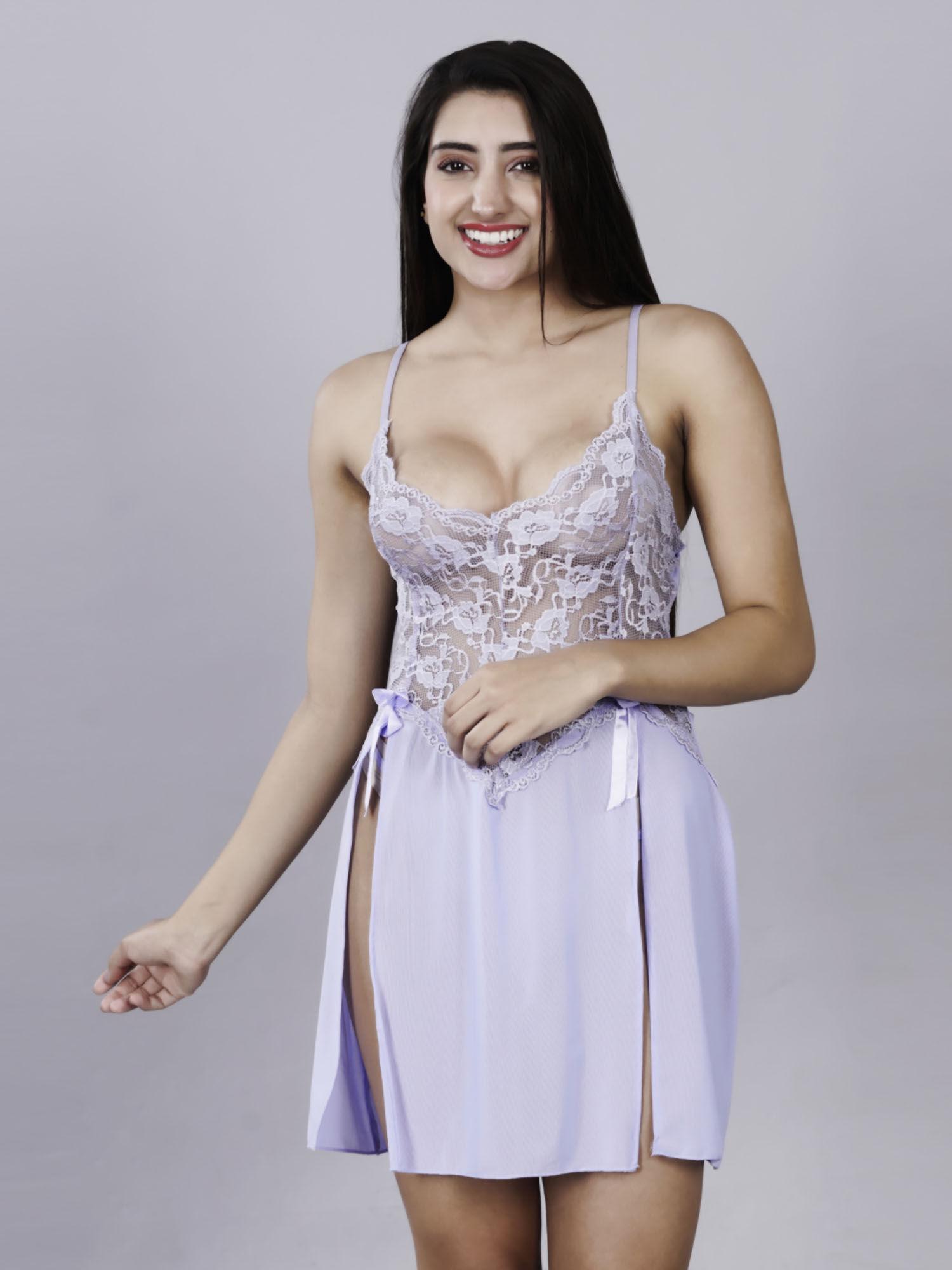 satin floral printed babydoll lingerie with panty (set of 2)