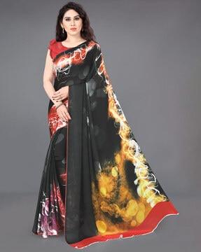 satin georgette printed saree