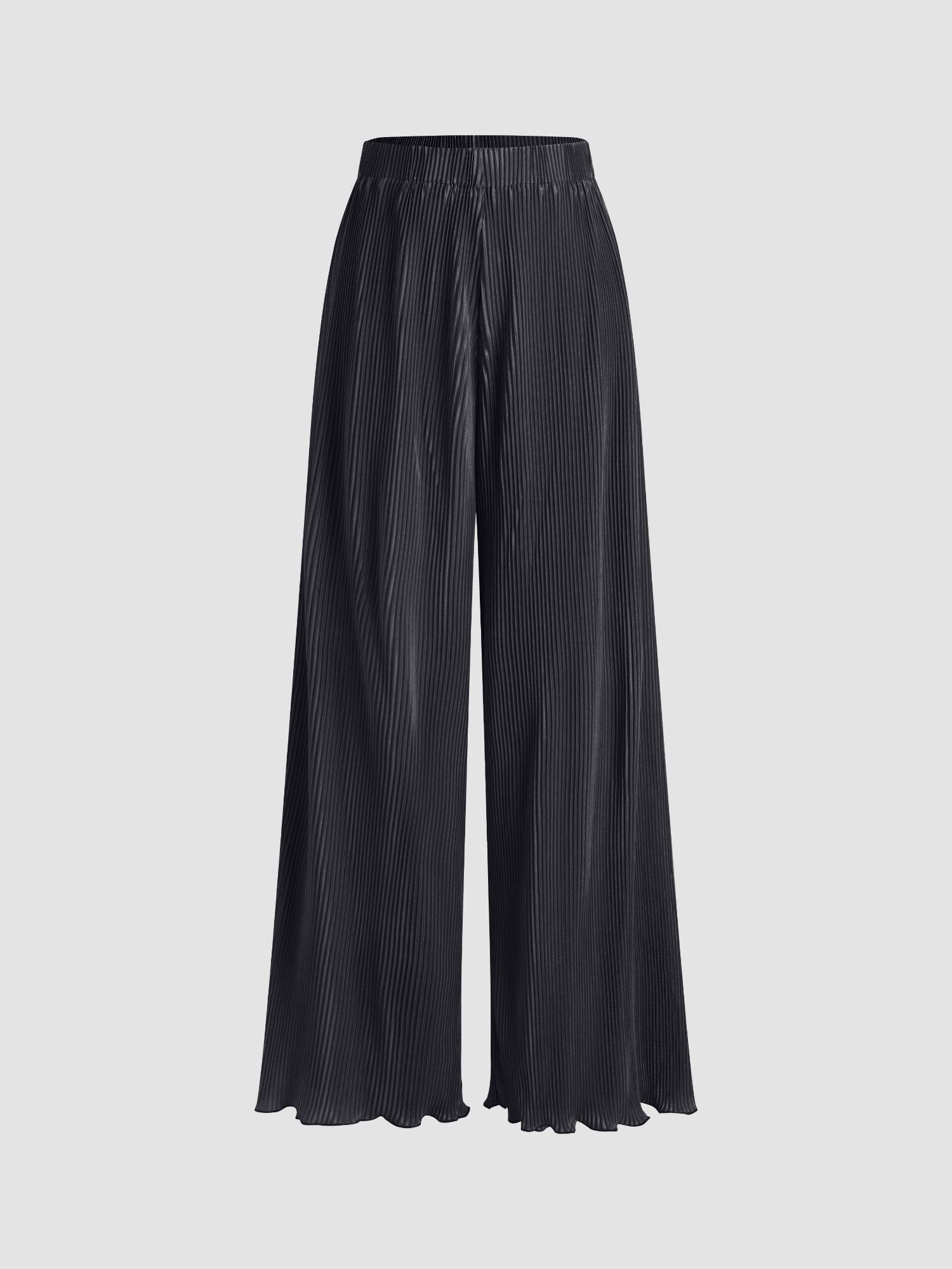 satin high waist wide leg trousers