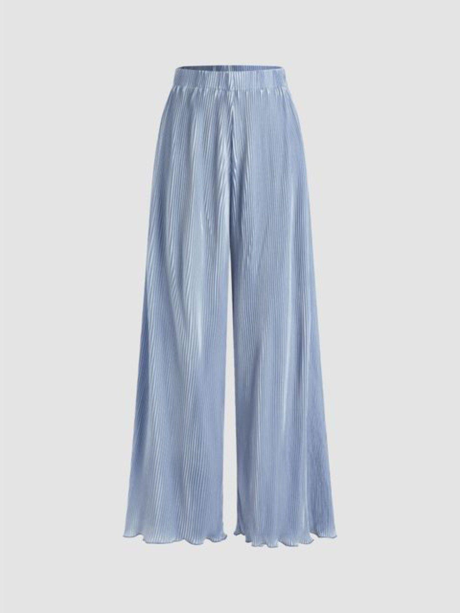 satin high waist wide leg trousers