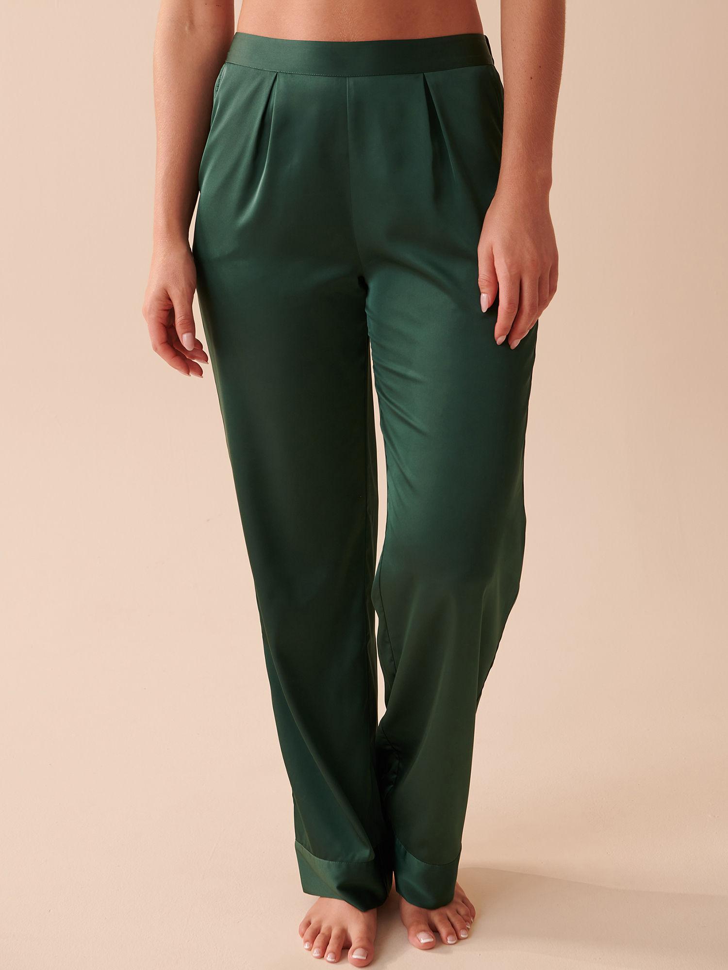 satin pants - green