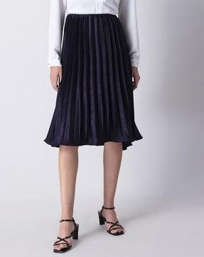 satin pleated midi skirt