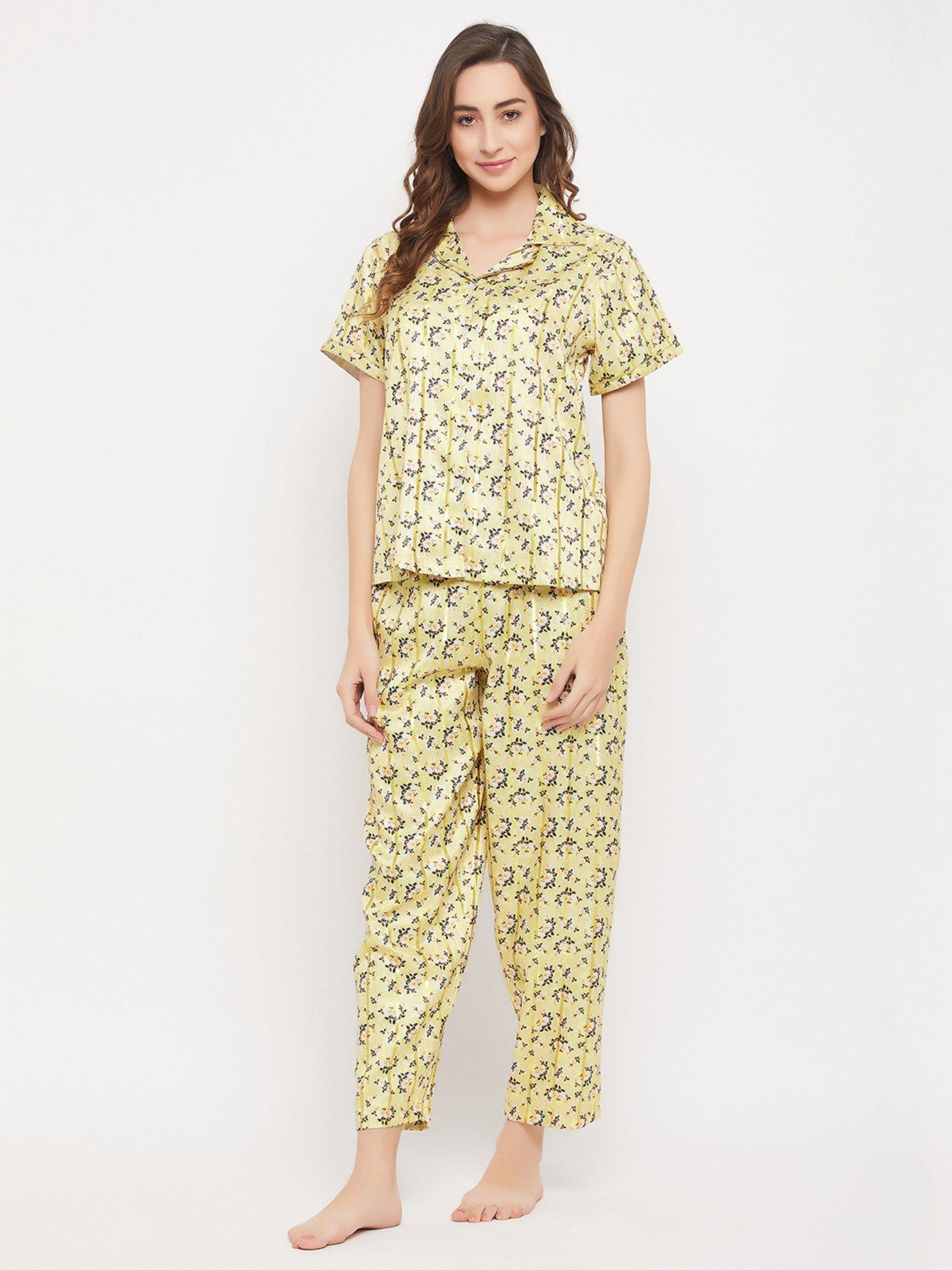 satin printed shirt & pyjama (set of 2)