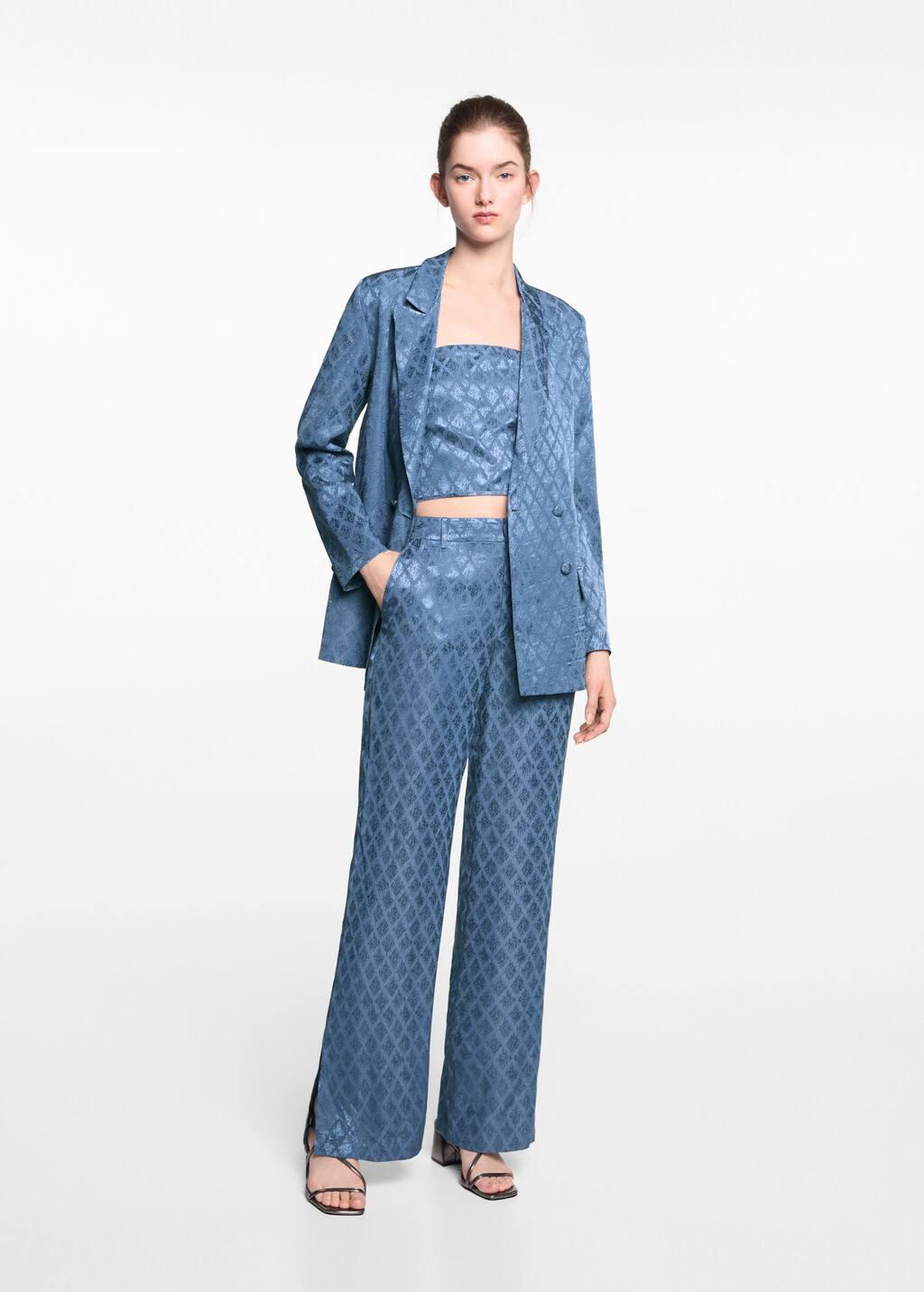 satin printed trousers