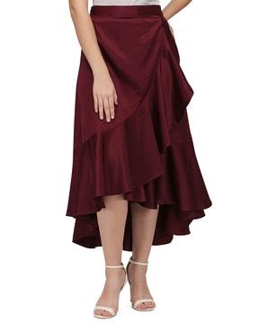 satin ruffle wrap skirt