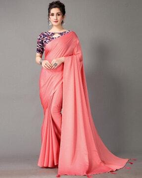 satin saree with blouse piece