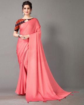 satin saree with blouse piece