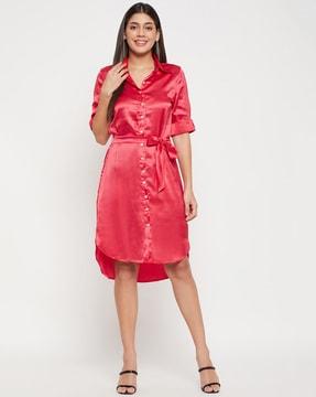 satin shirt dress