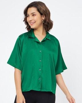 satin shirt with cuban collar