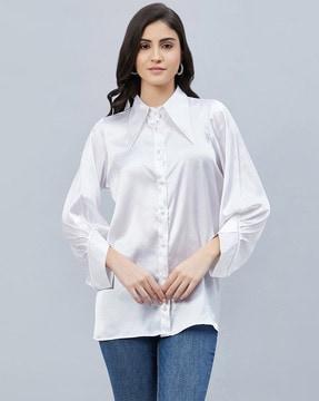 satin shirt with embellished collar