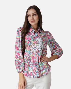 satin shirt with spread collar