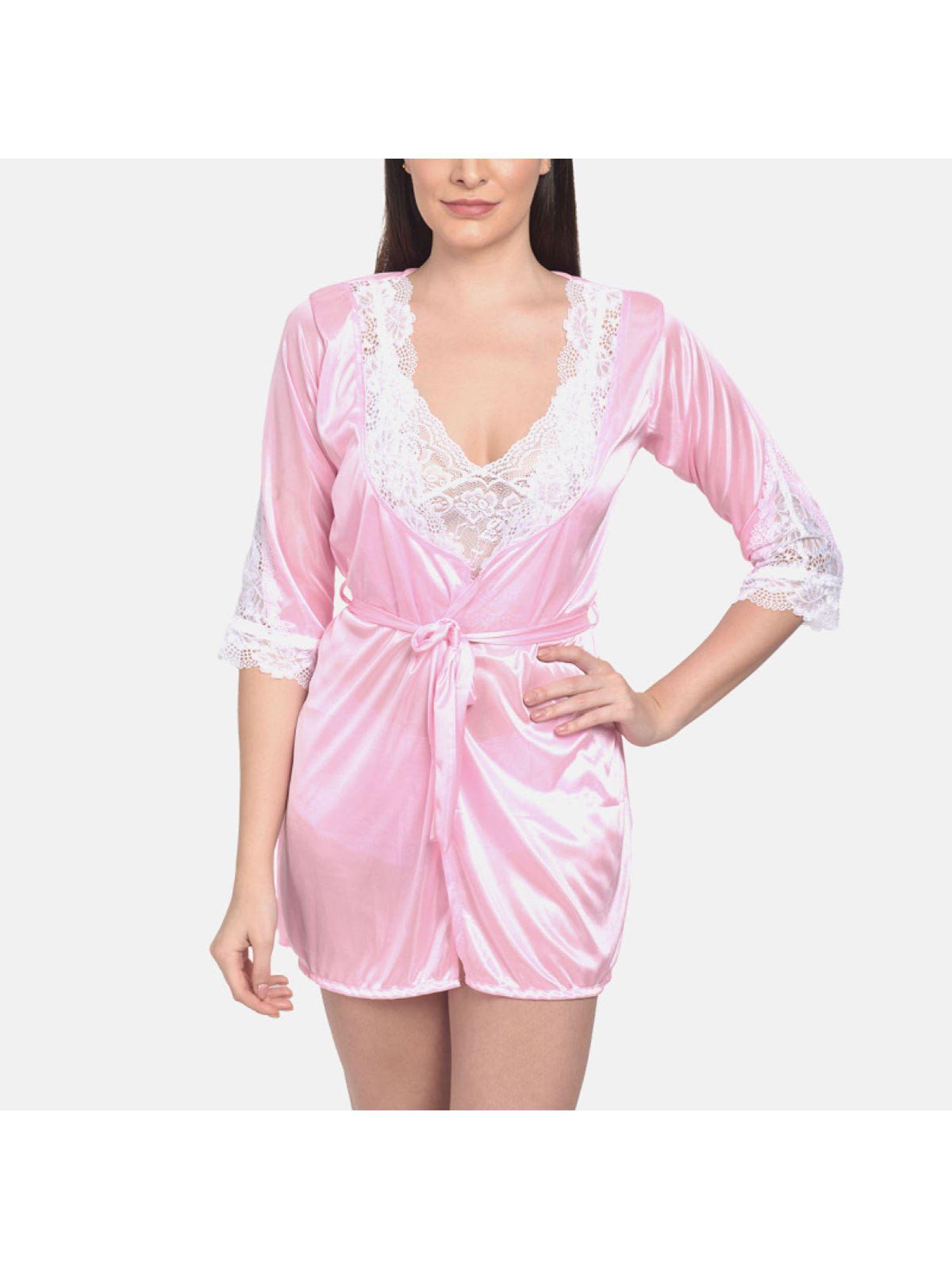 satin shrug babydoll - pink