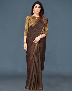 satin silk saree with blouse piece