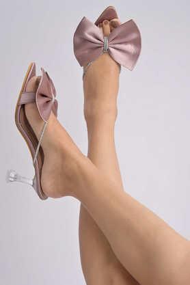 satin slip-on women's casual wear heels - mauve