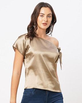 satin top with extended sleeves