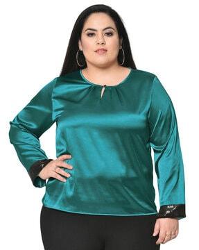 satin top with key-hole neck