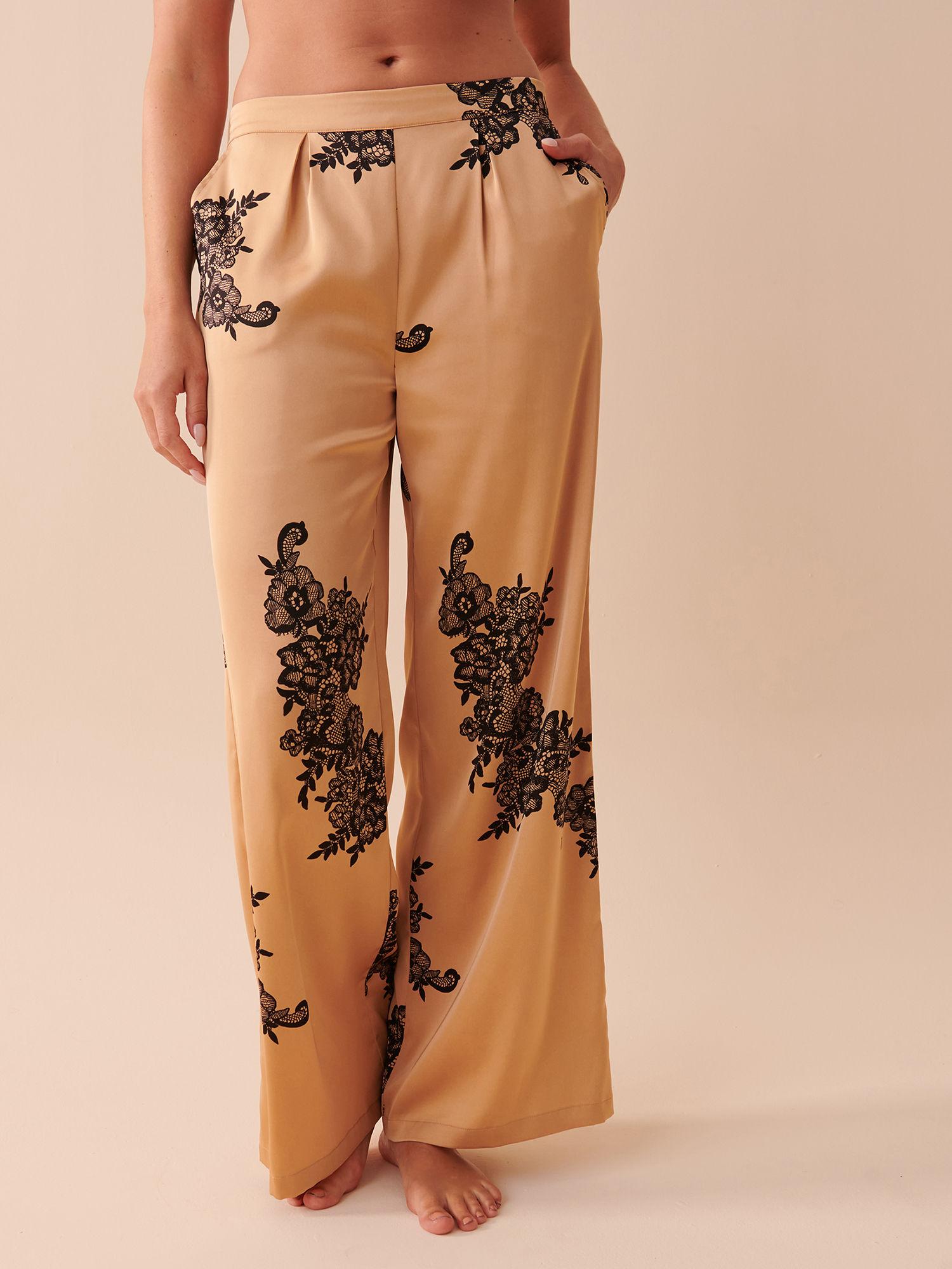 satin wide leg pants - beige