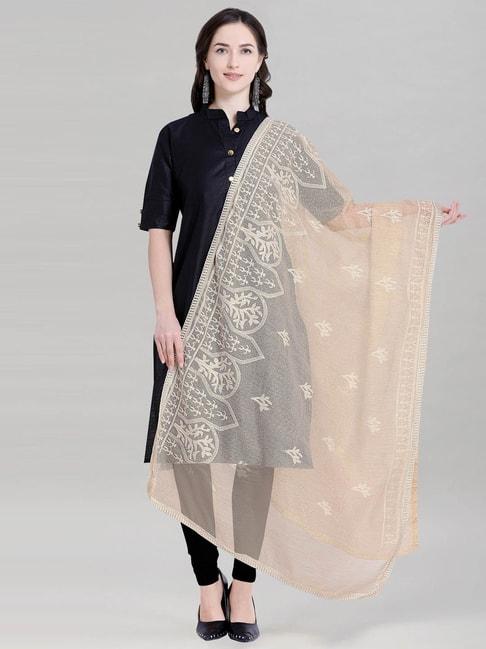 satrani beige cotton woven pattern dupatta
