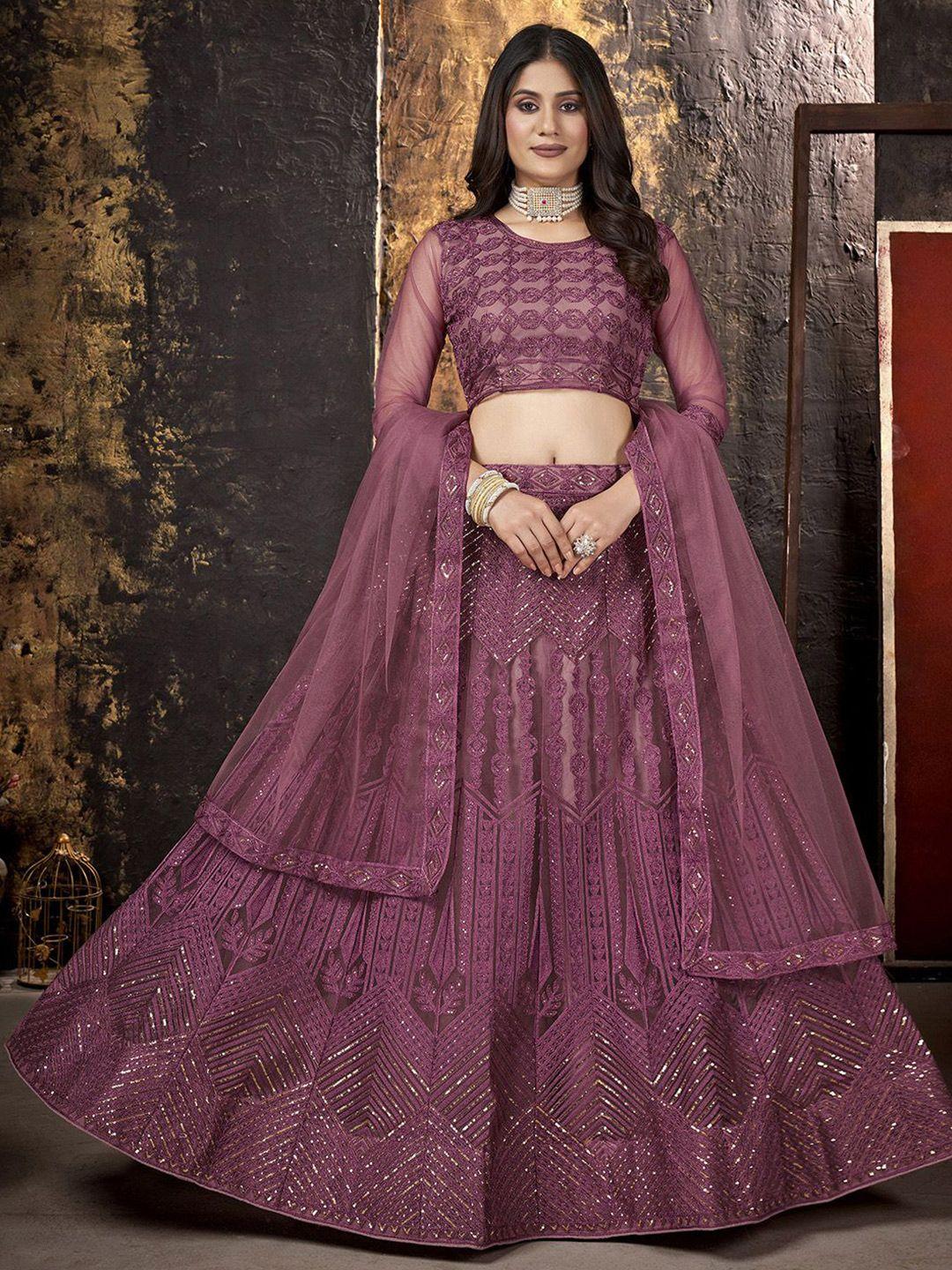 satrani embroidered sequinned tie and dye semi-stitched lehenga & unstitched blouse with dupatta
