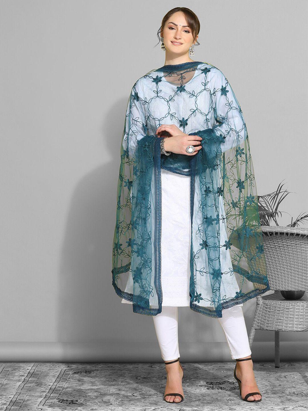 satrani ethnic motifs embroidered net dupatta