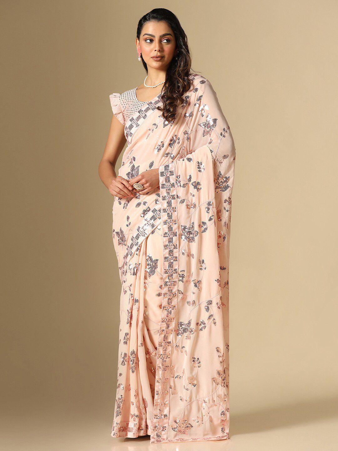 satrani floral sequinned saree