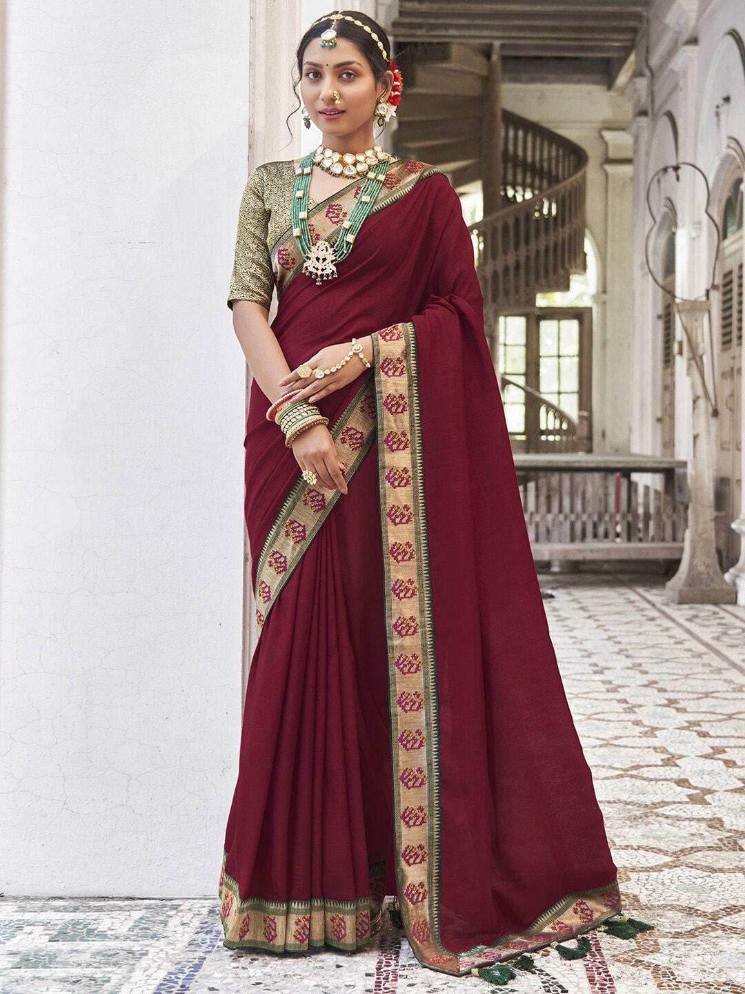 satrani woven design border zari art silk saree