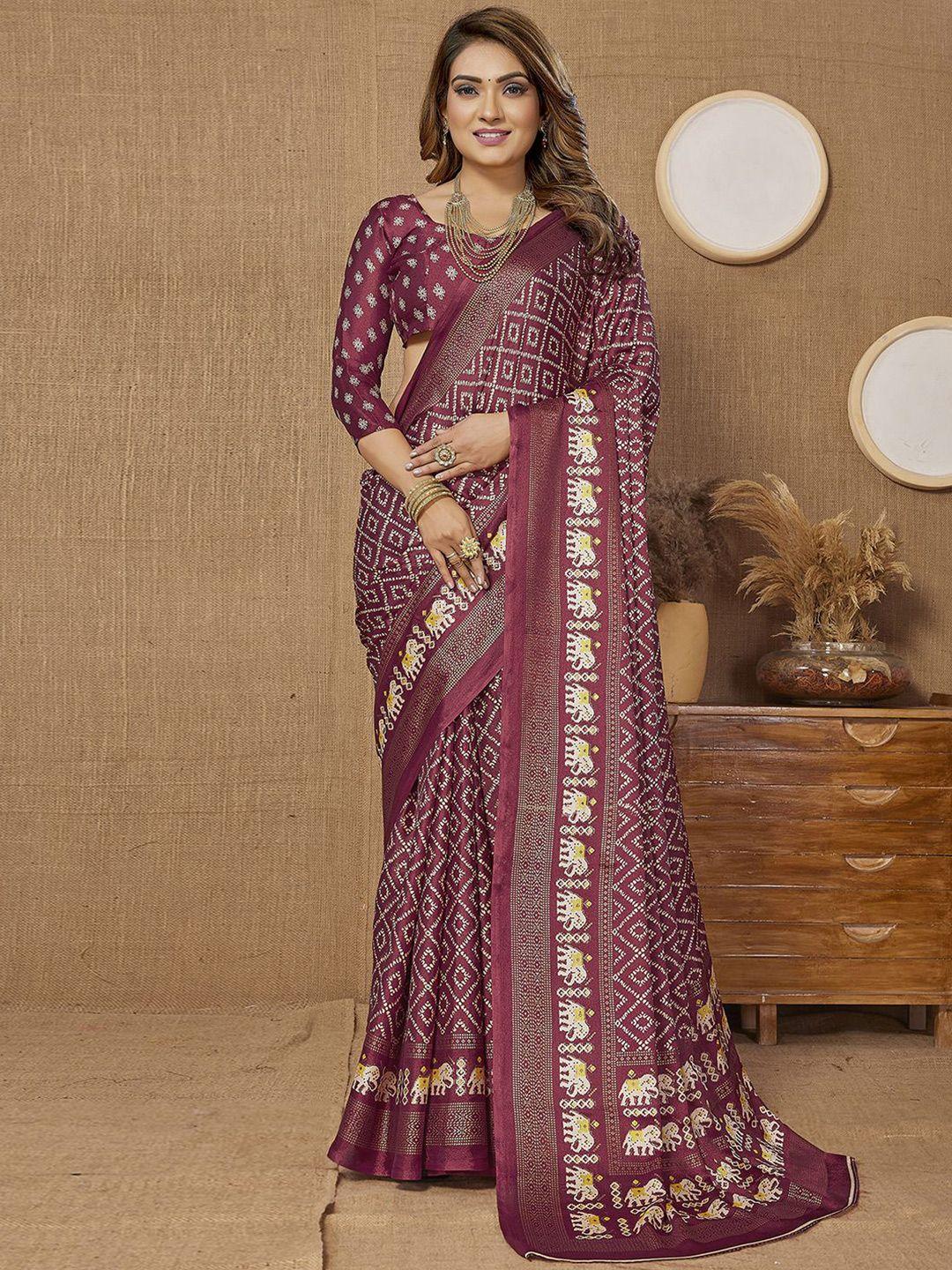 satrani bandhani zari silk blend bandhani saree