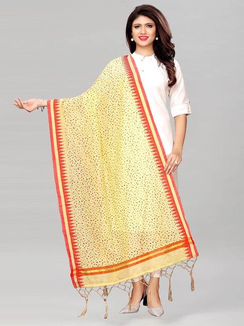 satrani beige cotton silk woven pattern dupatta