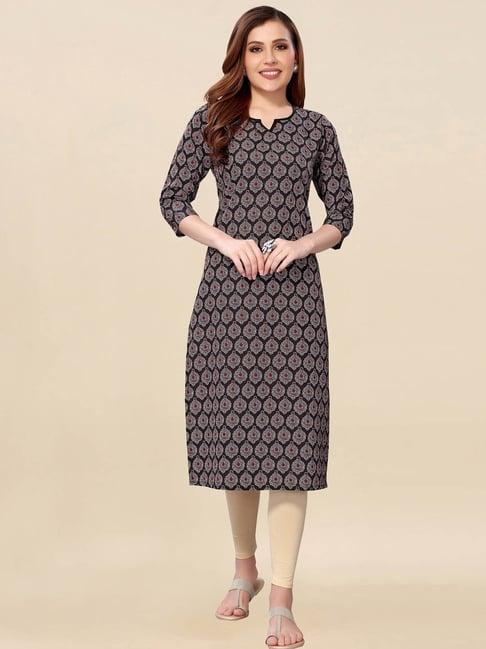 satrani black printed straight kurta