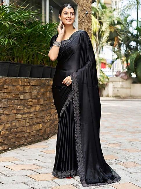 satrani black woven saree with blouse