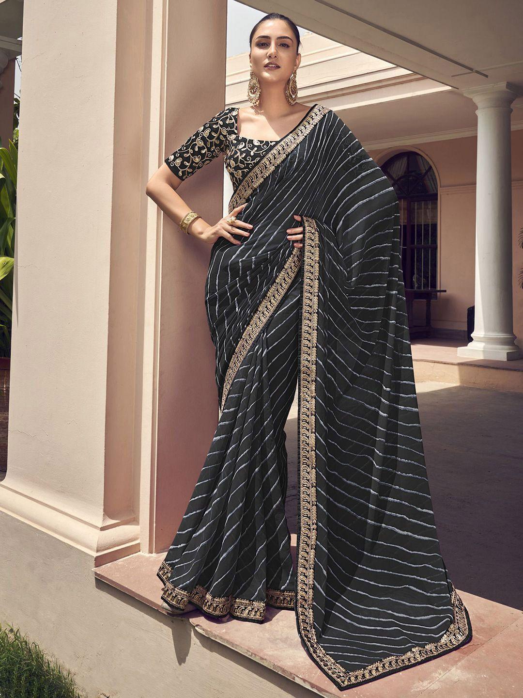 satrani embroidered leheriya saree