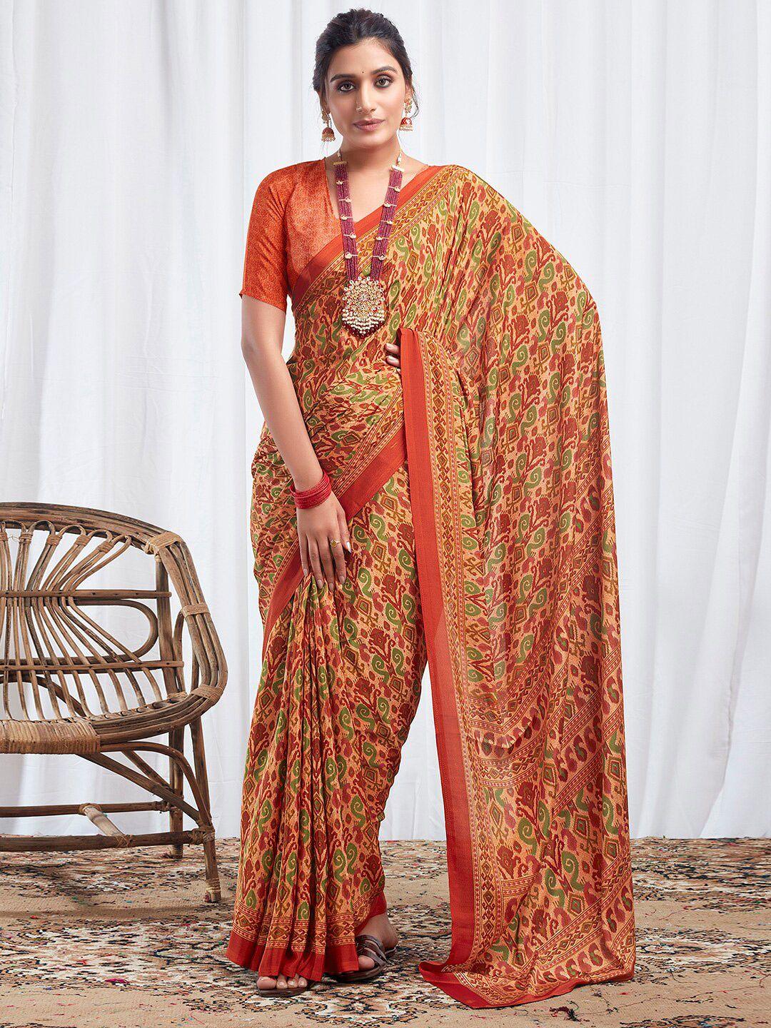 satrani ethnic motifs poly crepe sungudi saree