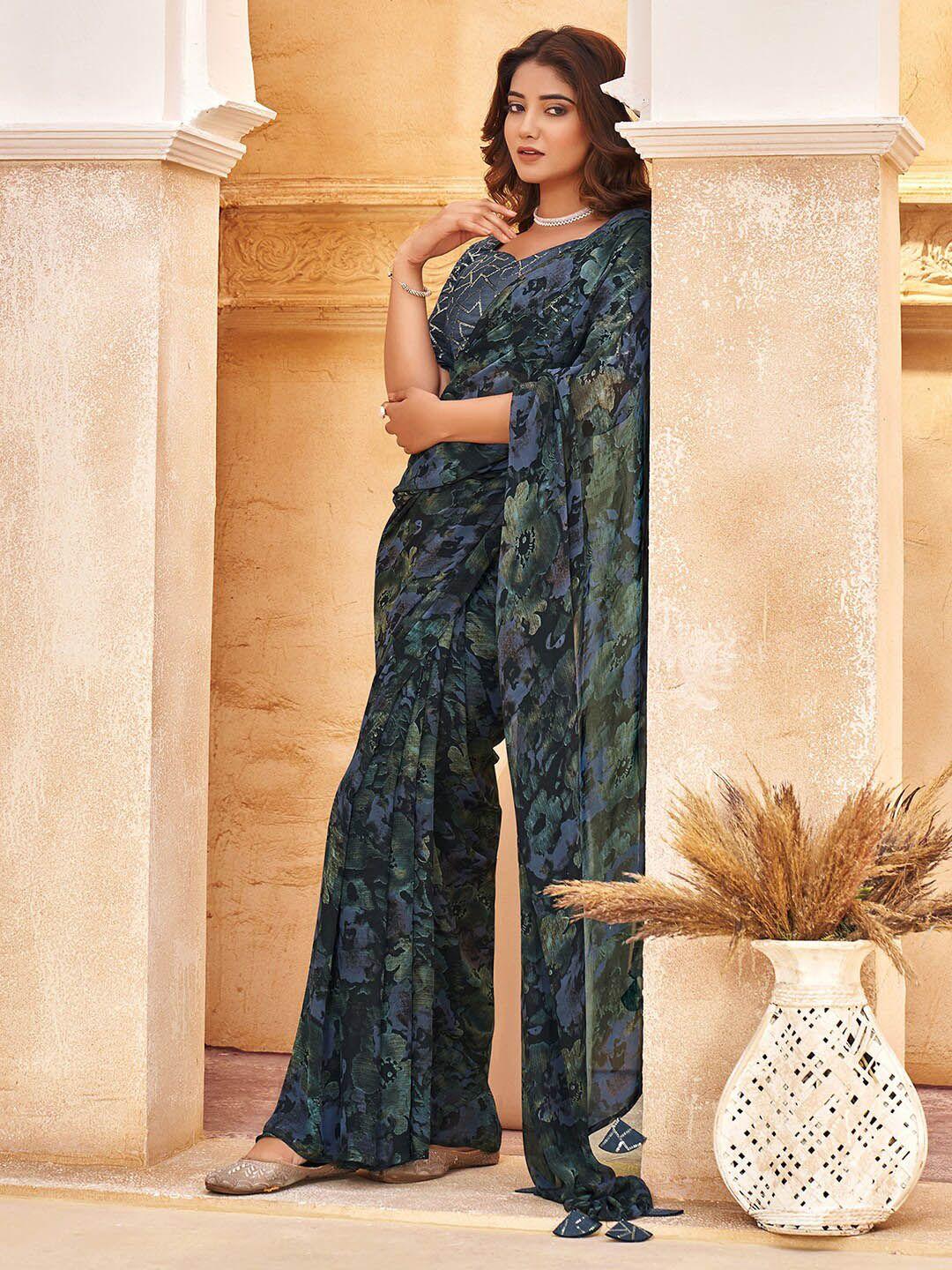 satrani floral poly georgette fusion saree