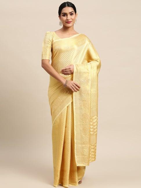 satrani golden saree with unstitched blouse