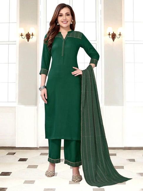 satrani green kurta palazzo set