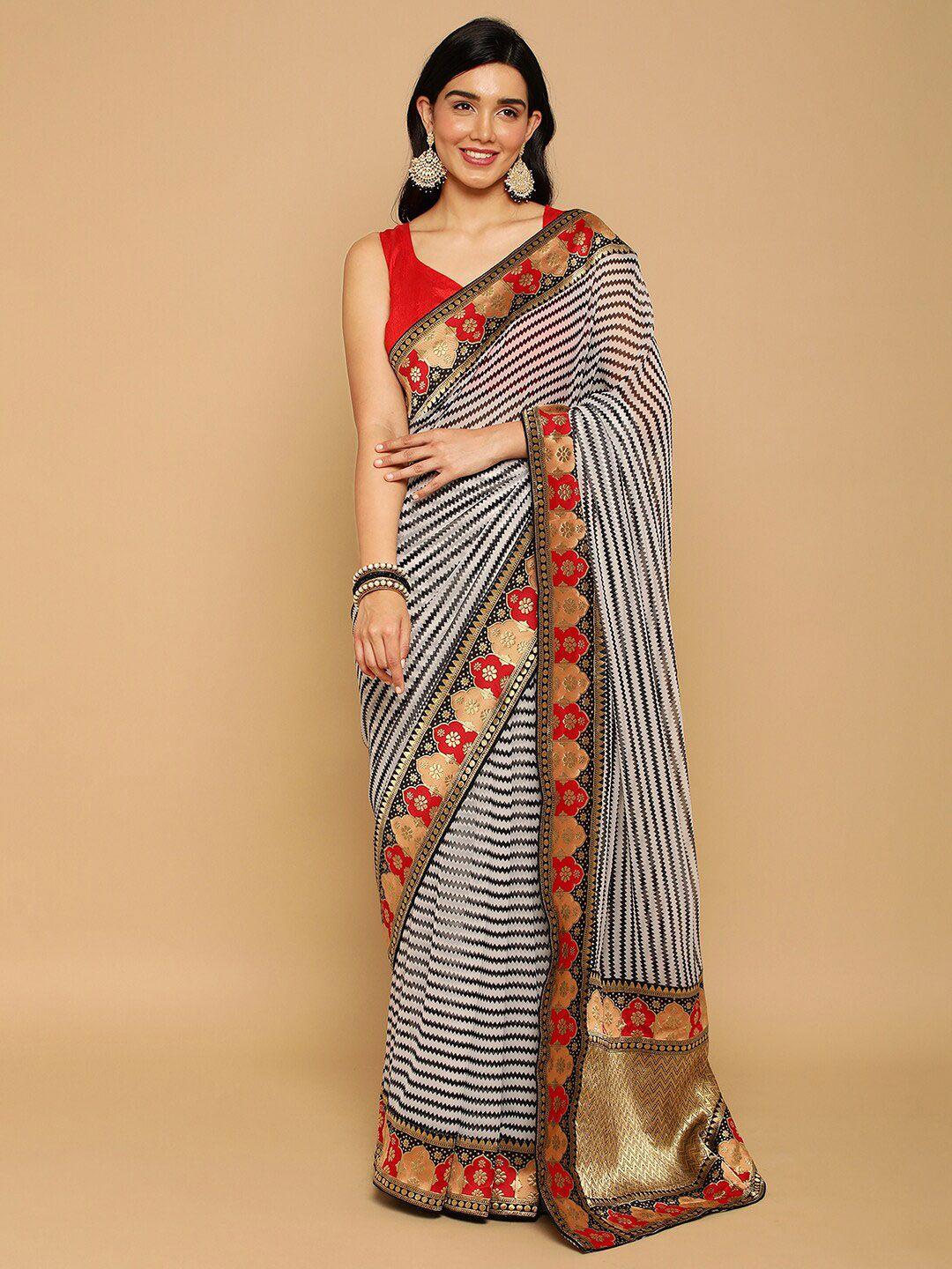 satrani leheriya printed zari saree