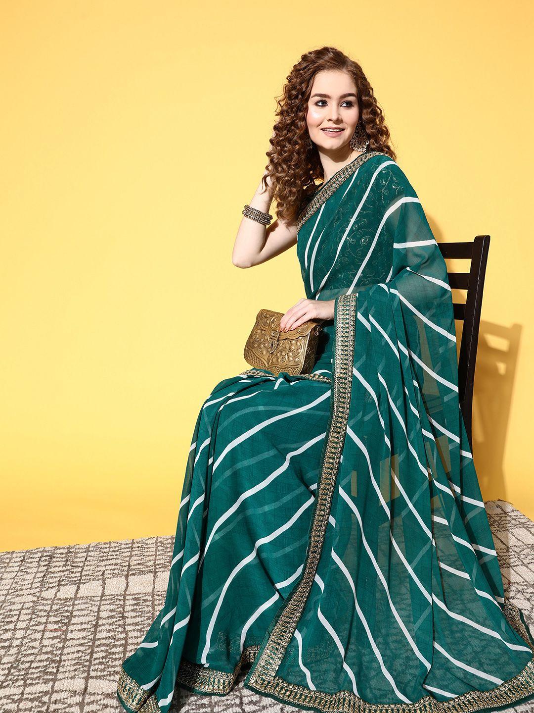 satrani leheriya saree with embroidered border