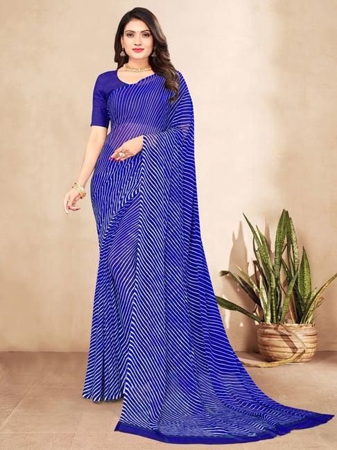 satrani navy striped saree with unstitched blouse