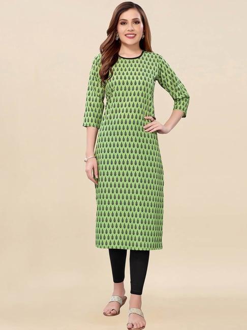 satrani olive green printed straight kurta