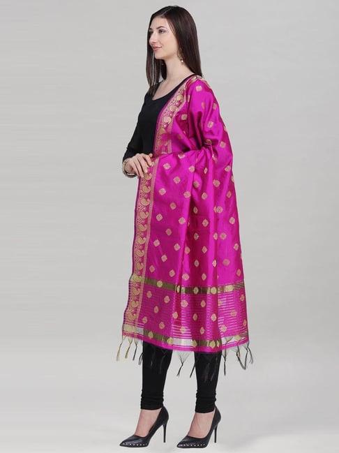 satrani pink woven pattern dupatta